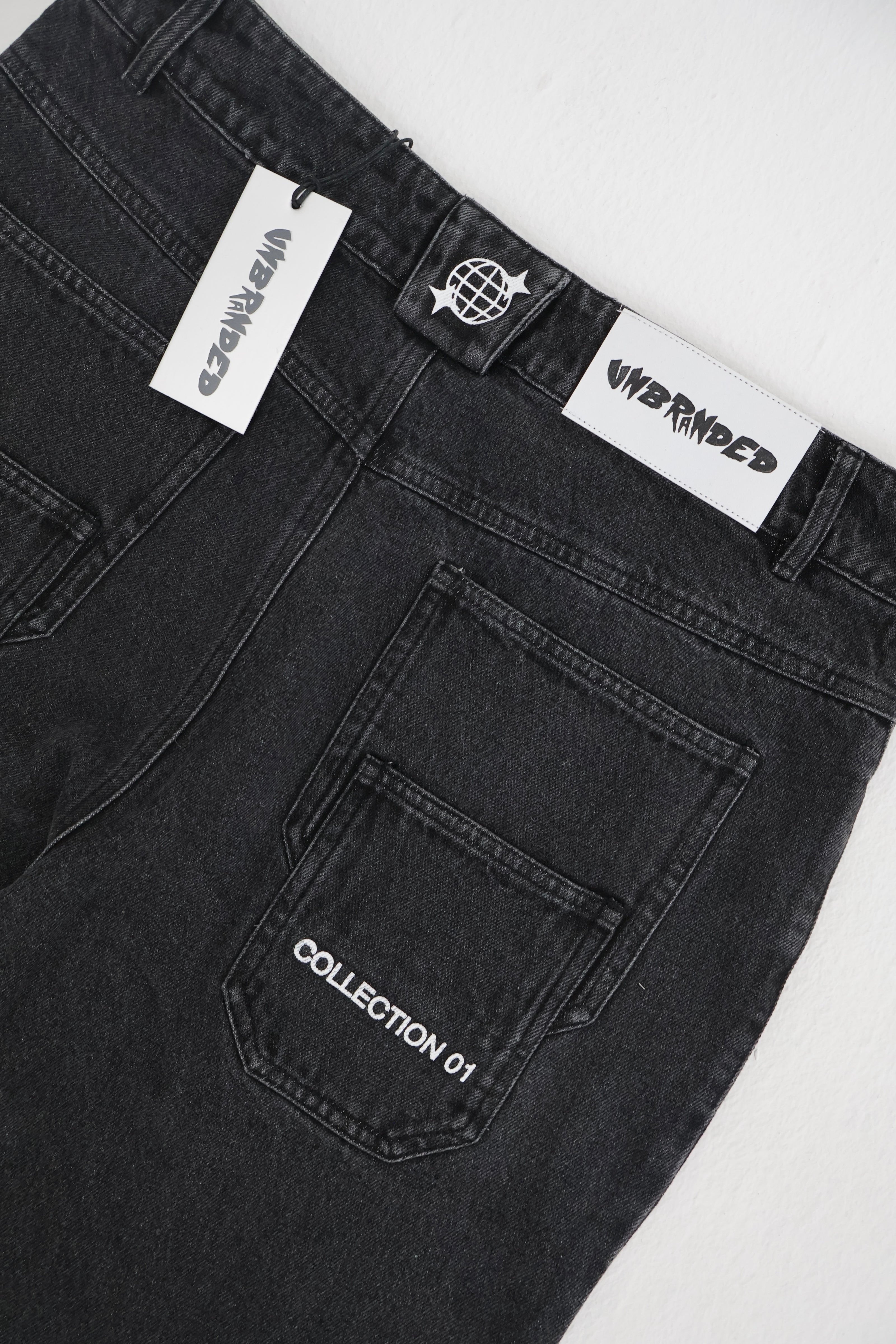 'FADED BLACK' FLARE-LEG JEANS