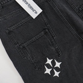 'FADED BLACK' FLARE-LEG JEANS