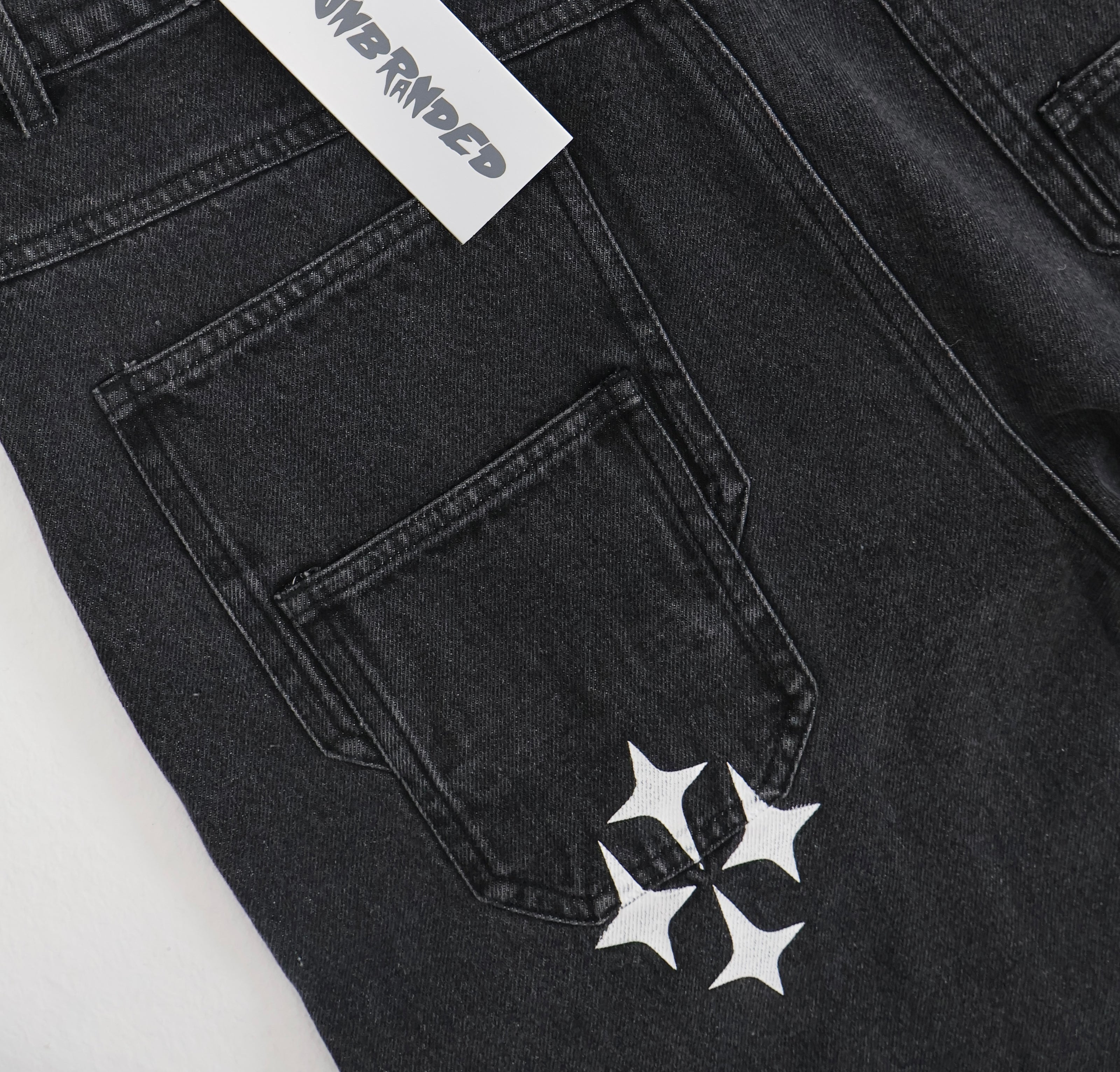 'FADED BLACK' FLARE-LEG JEANS