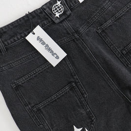 'FADED BLACK' FLARE-LEG JEANS