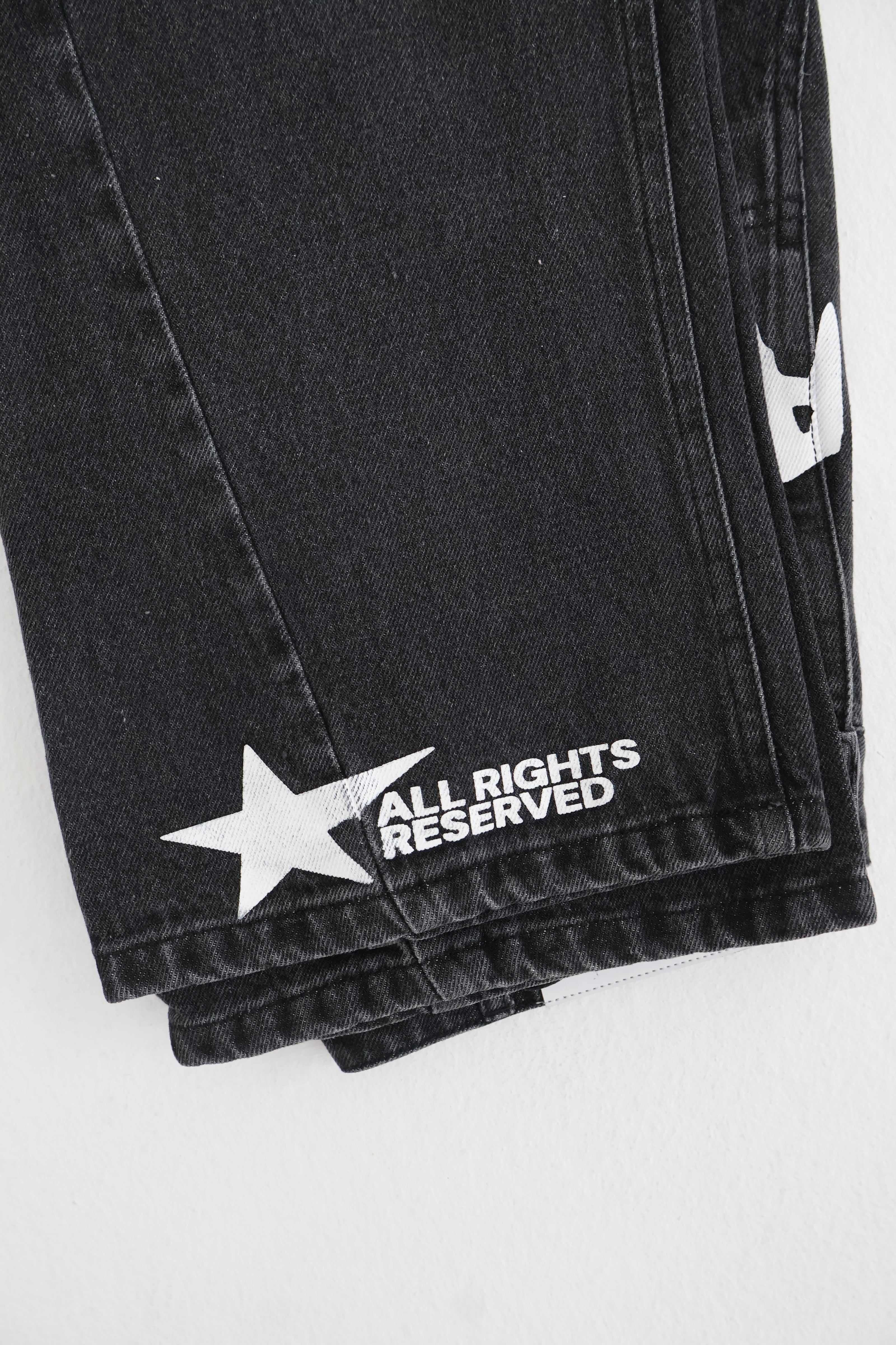 'FADED BLACK' FLARE-LEG JEANS