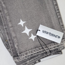 'CANVAS GREY' FLARE-LEG JEANS