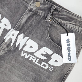 'CANVAS GREY' FLARE-LEG JEANS