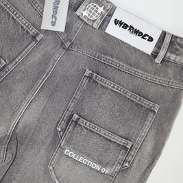 'CANVAS GREY' FLARE-LEG JEANS