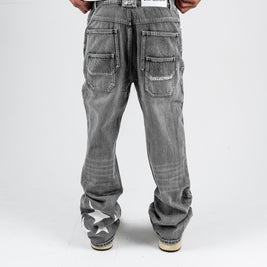 'CANVAS GREY' FLARE-LEG JEANS