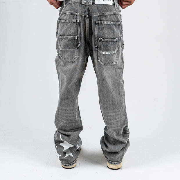 'CANVAS GREY' FLARE-LEG JEANS