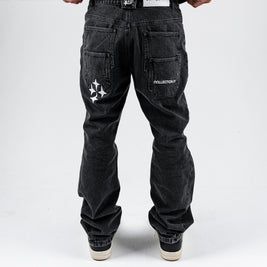 'FADED BLACK' FLARE-LEG JEANS