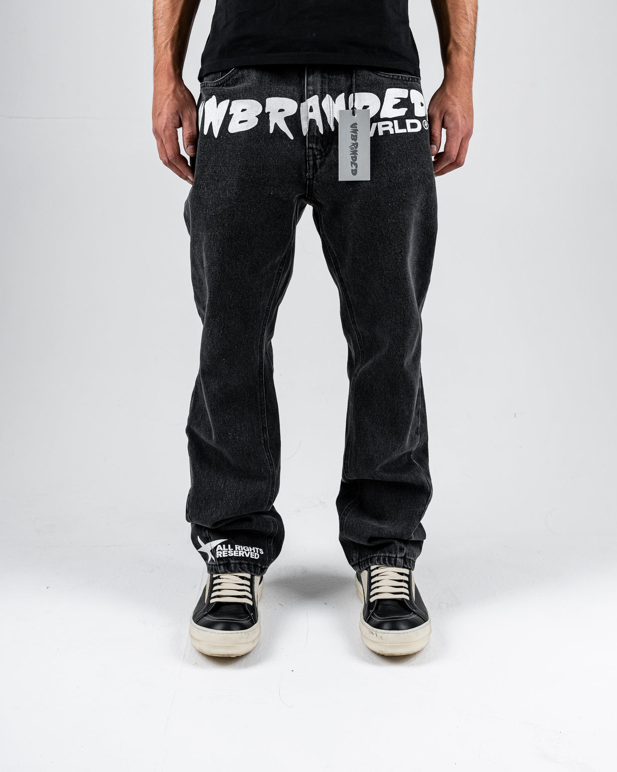 'FADED BLACK' FLARE-LEG JEANS