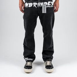 'FADED BLACK' FLARE-LEG JEANS