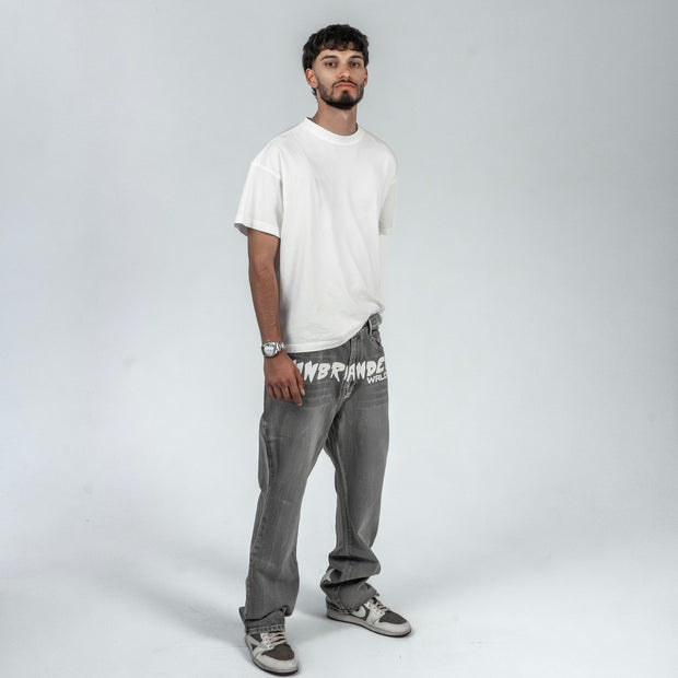 'CANVAS GREY' FLARE-LEG JEANS