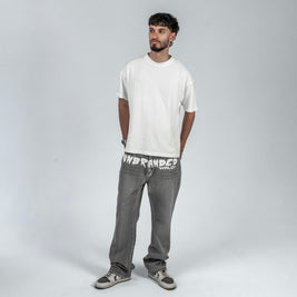 'CANVAS GREY' FLARE-LEG JEANS