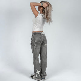 'CANVAS GREY' FLARE-LEG JEANS