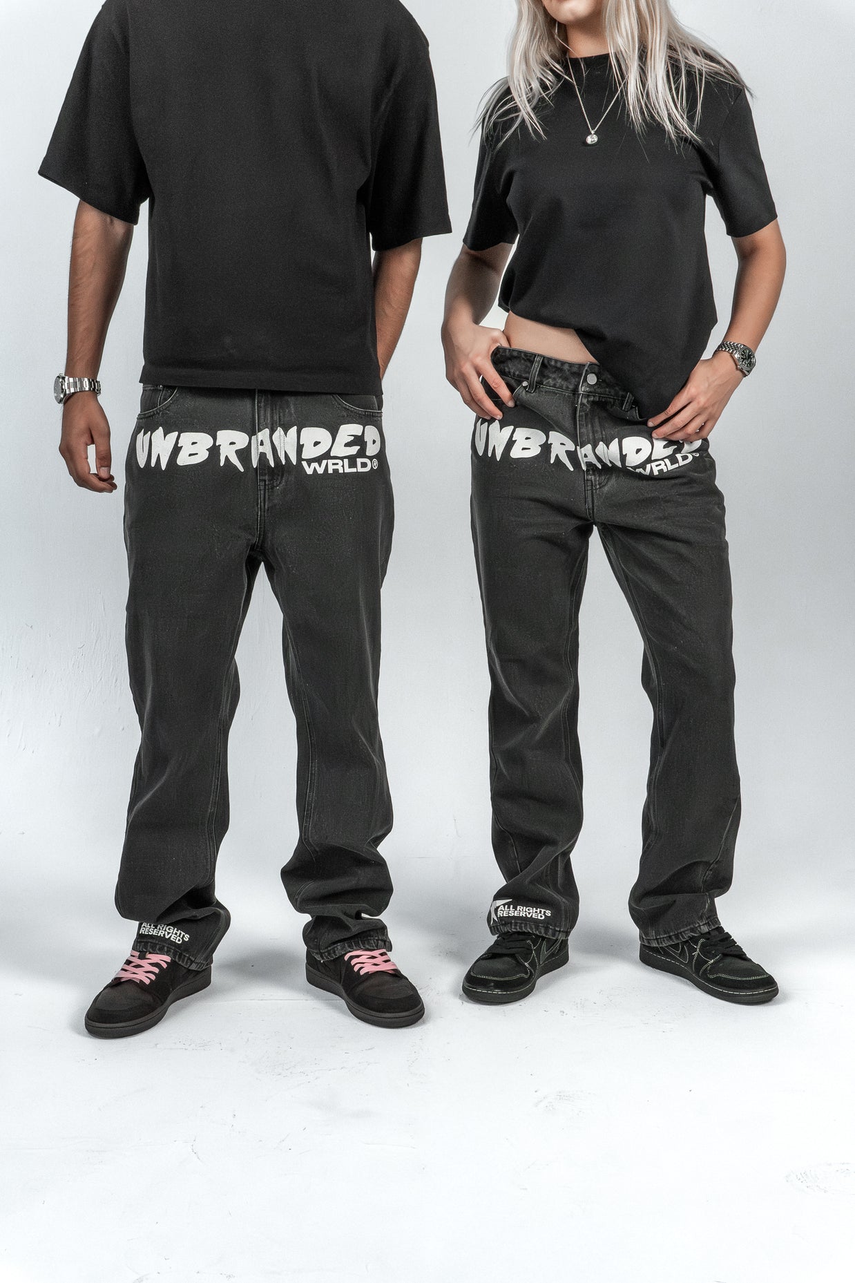 'FADED BLACK' FLARE-LEG JEANS