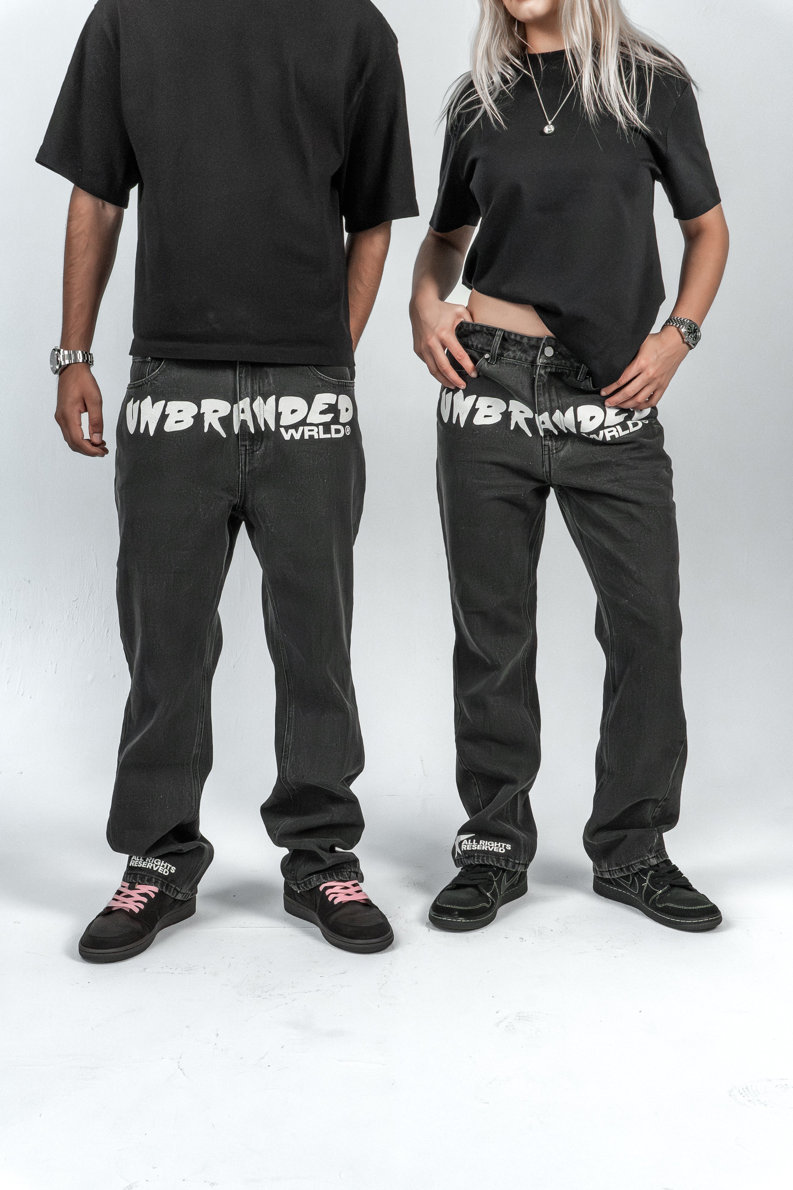 'FADED BLACK' FLARE-LEG JEANS