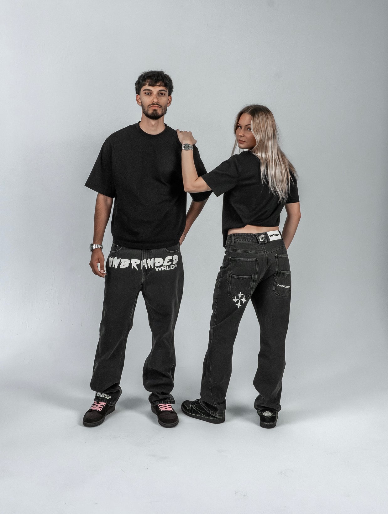 'FADED BLACK' FLARE-LEG JEANS