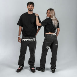 'FADED BLACK' FLARE-LEG JEANS