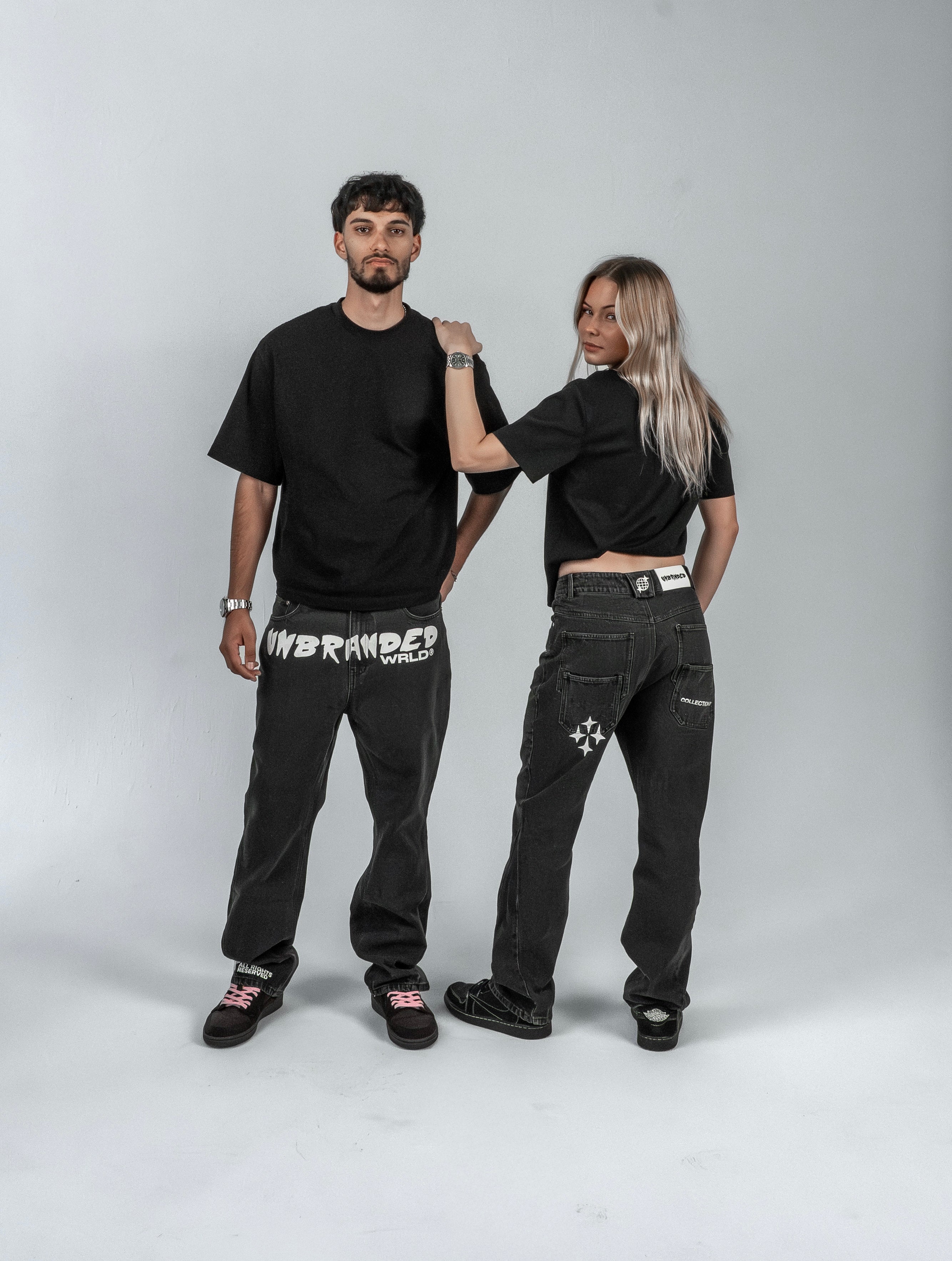 'FADED BLACK' FLARE-LEG JEANS