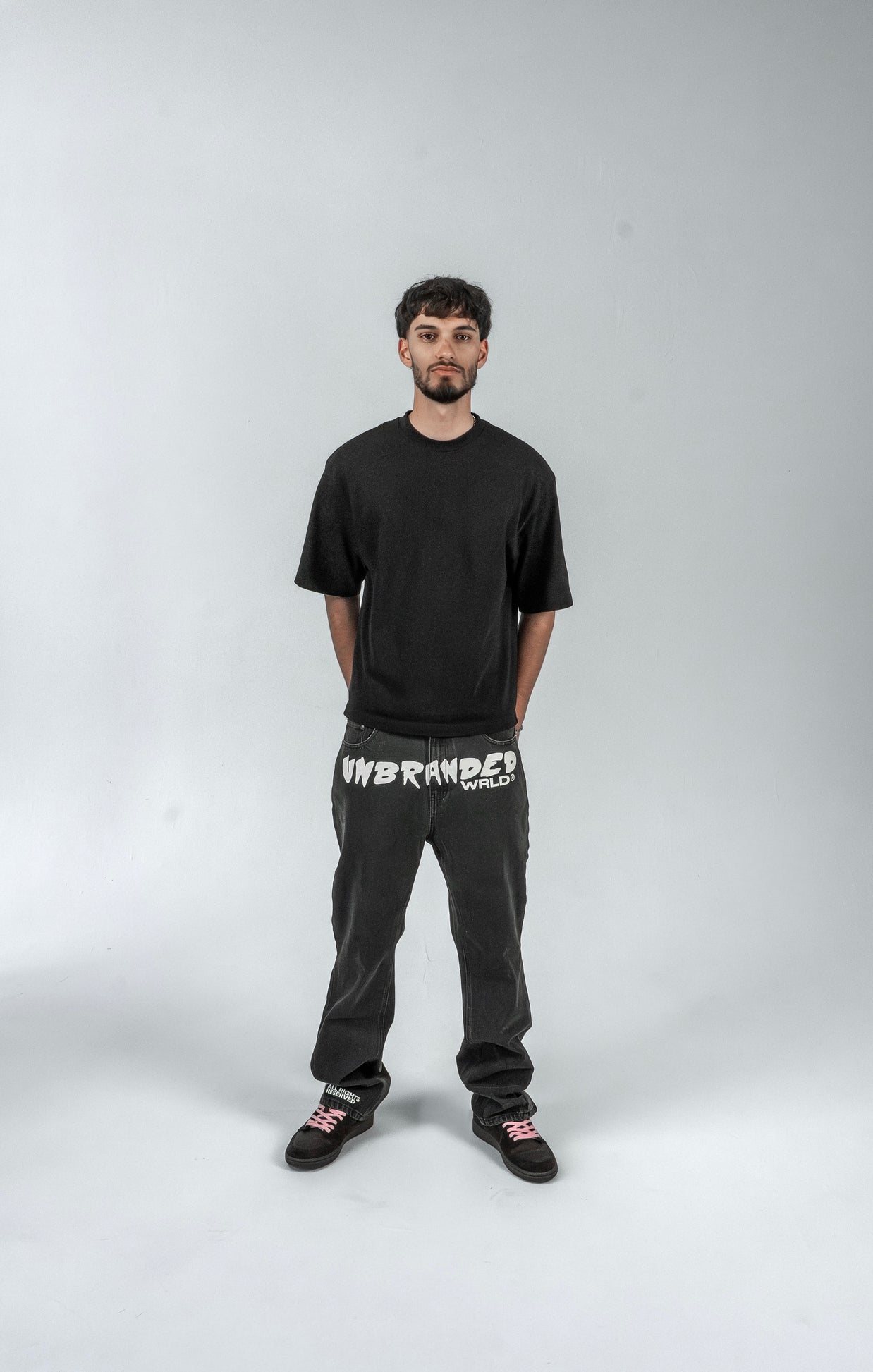 'FADED BLACK' FLARE-LEG JEANS