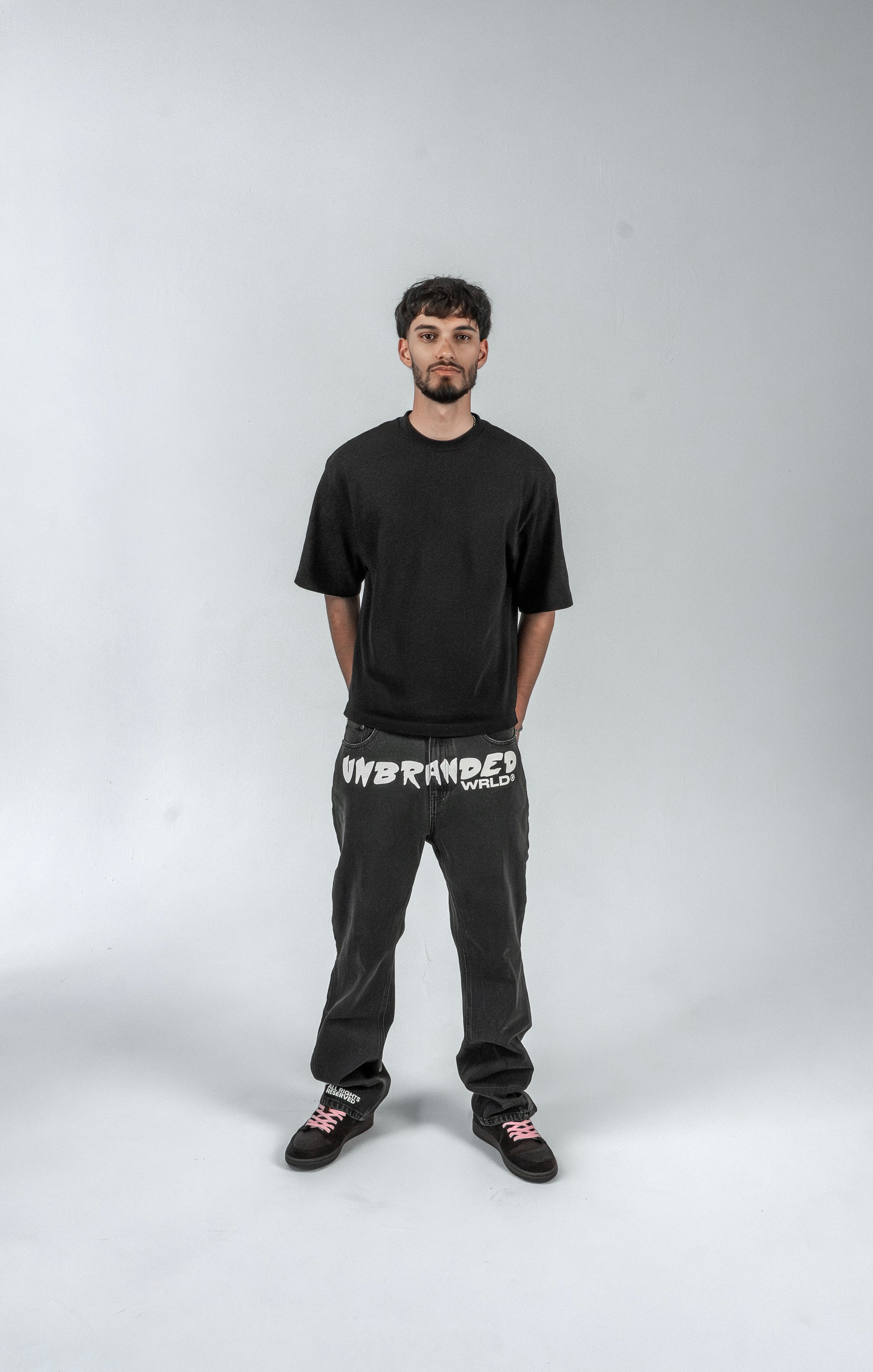 'FADED BLACK' FLARE-LEG JEANS