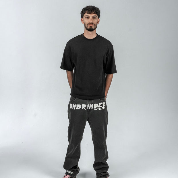 'FADED BLACK' FLARE-LEG JEANS